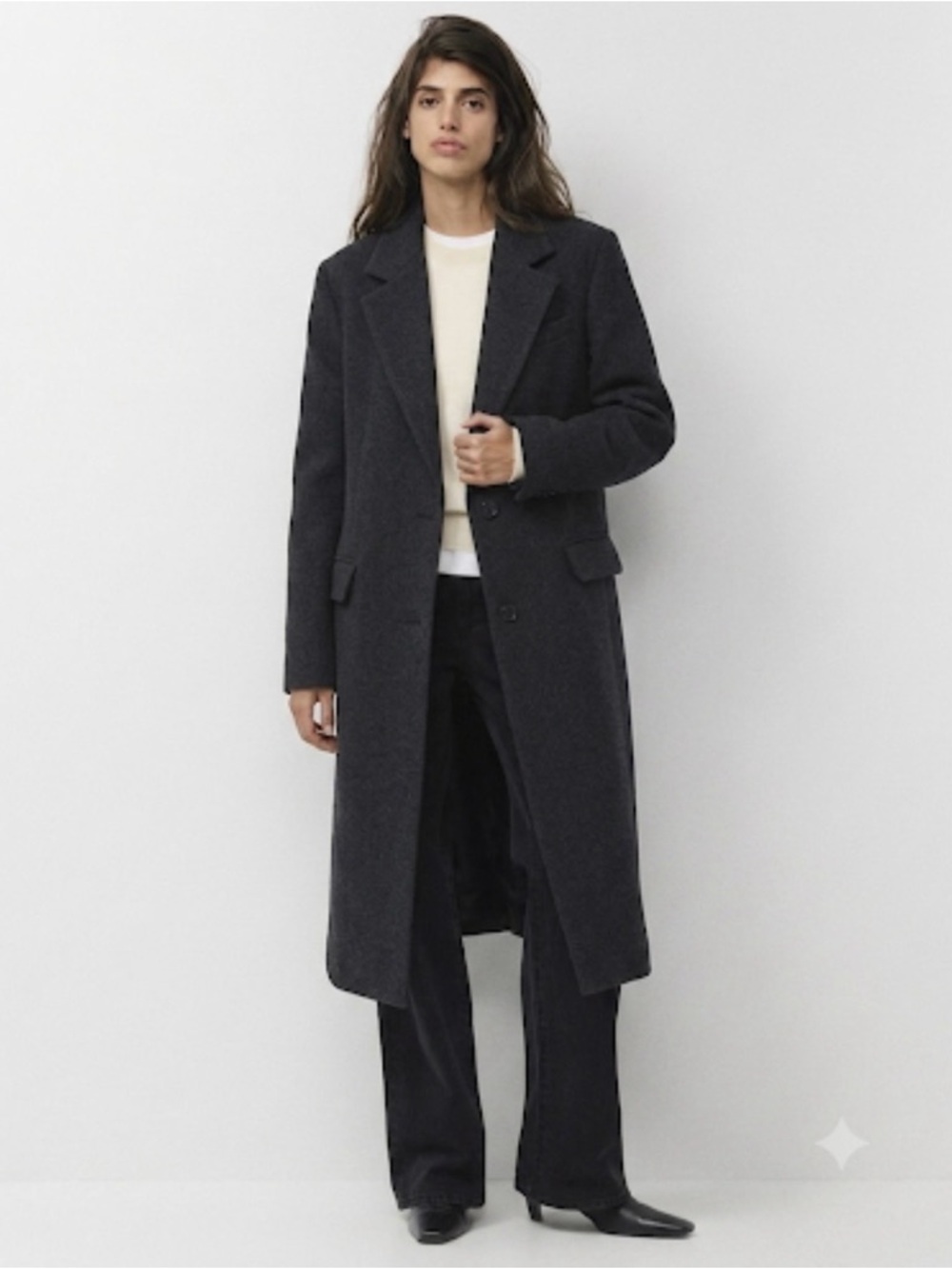 UNIQLO +J Jil Sander Charcoal Wool Blend Chesterfield Coat XS 90% Wool